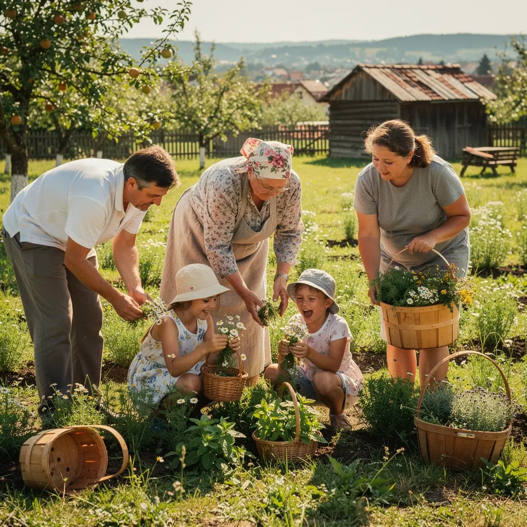 Rodinný rituál pitia čaju s deťmi, všetci sa smejú a užívajú si čas spolu