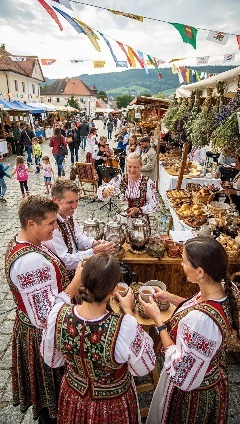 Kovová kanvica s bylinkovým čajom a voňavými bylinkami na drevenom stole